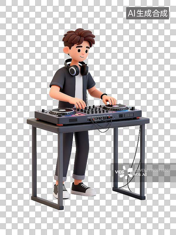 【AI数字艺术】年轻男性DJ操作设备演奏音乐图片素材
