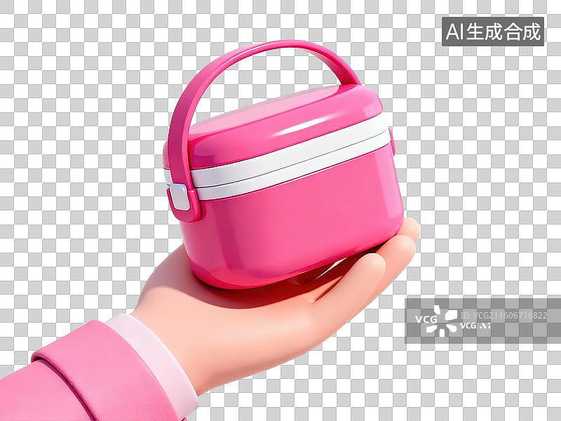 【AI数字艺术】手持粉色便当盒图片素材