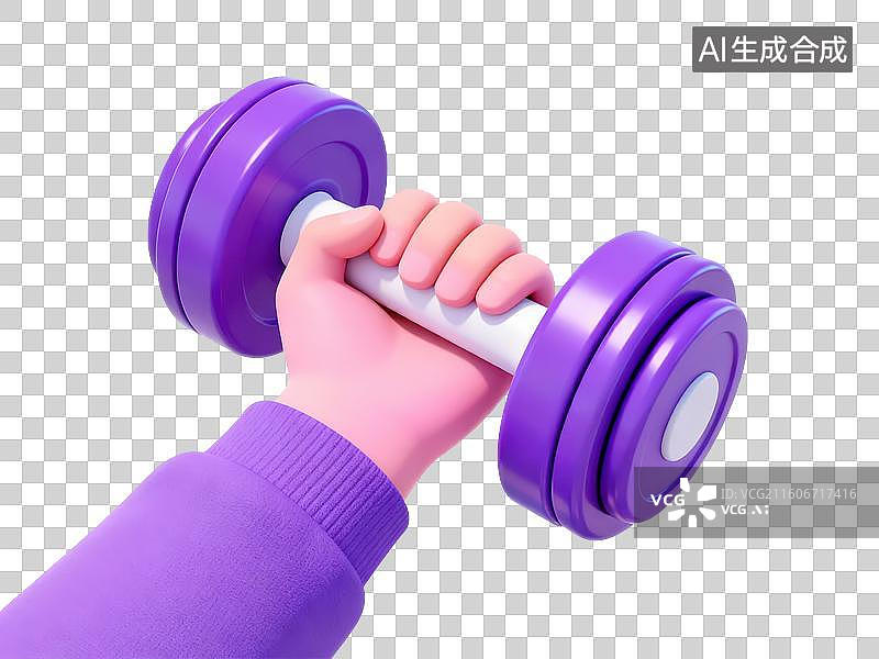 【AI数字艺术】手持紫色哑铃锻炼图片素材