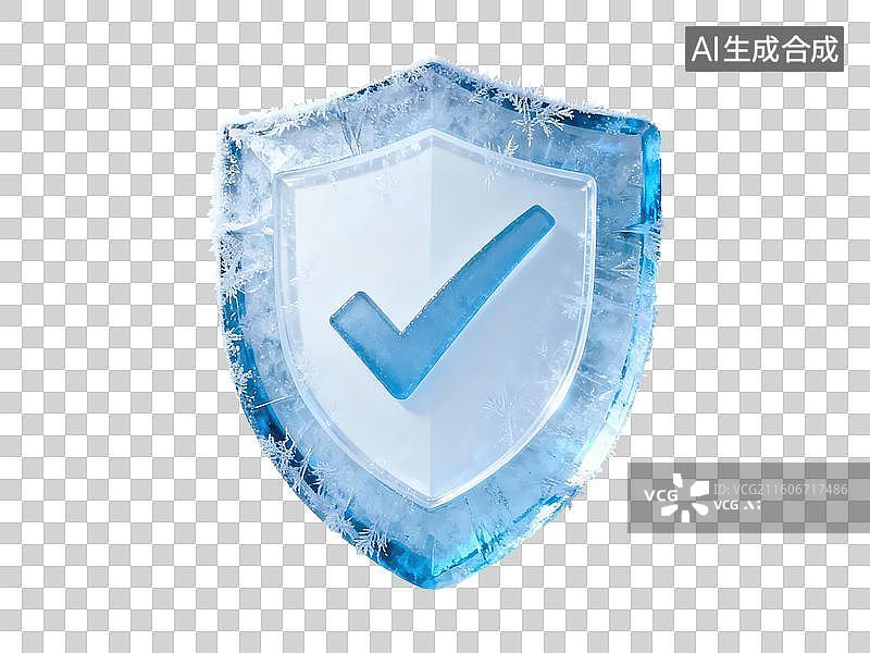 【AI数字艺术】冰盾标志带对勾图案图片素材