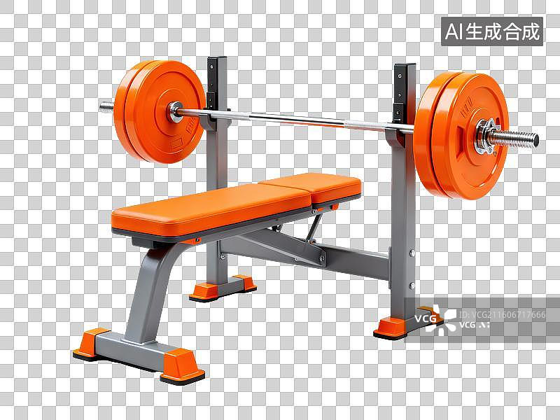 【AI数字艺术】橙色卧推凳与杠铃组合图片素材