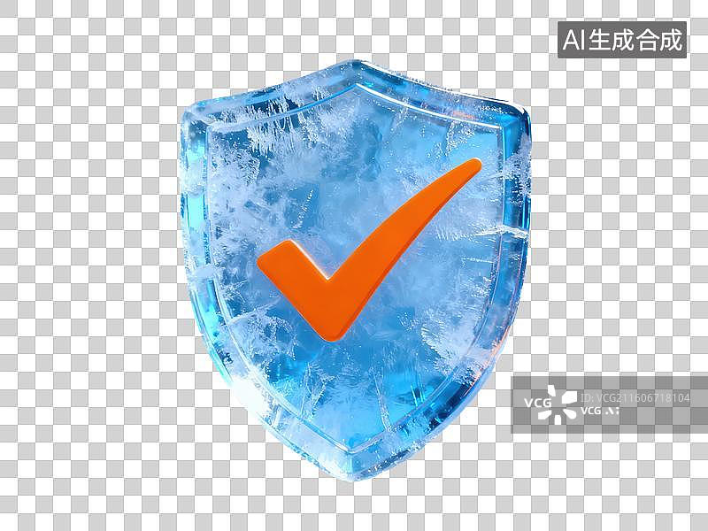 【AI数字艺术】冰盾上的橙色对勾图片素材