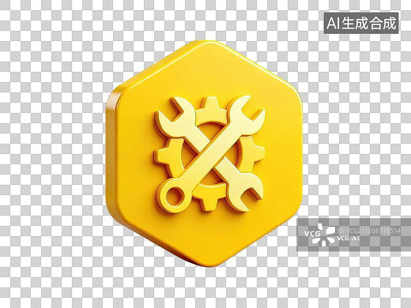 【AI数字艺术】黄色六边形工具图标图片素材
