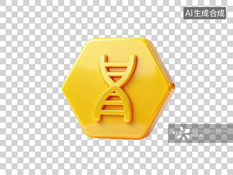 【AI数字艺术】黄色六边形DNA标志图片素材