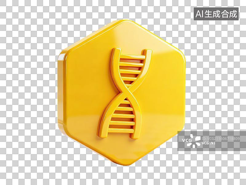 【AI数字艺术】黄色六边形DNA标志图片素材