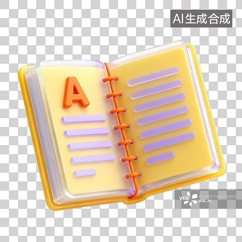 【AI数字艺术】3D磨砂玻璃材质教育主题A级成绩的作业本笔记本元素图片素材