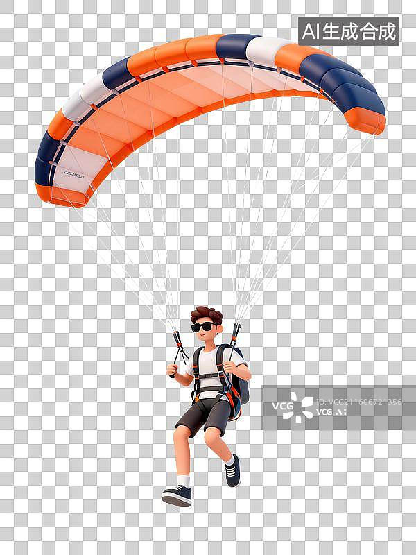 【AI数字艺术】男子空中滑翔伞运动图片素材