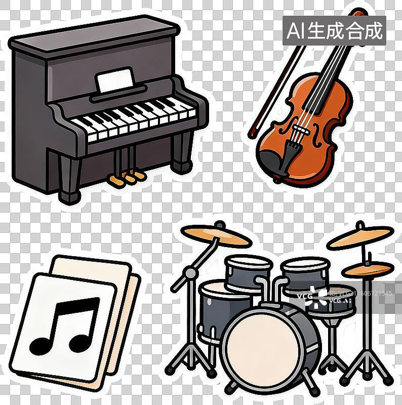 【AI数字艺术】卡通2D扁平描边插画教育主题学生探索科学自然天文学学习文具插画元素免抠图形图片素材