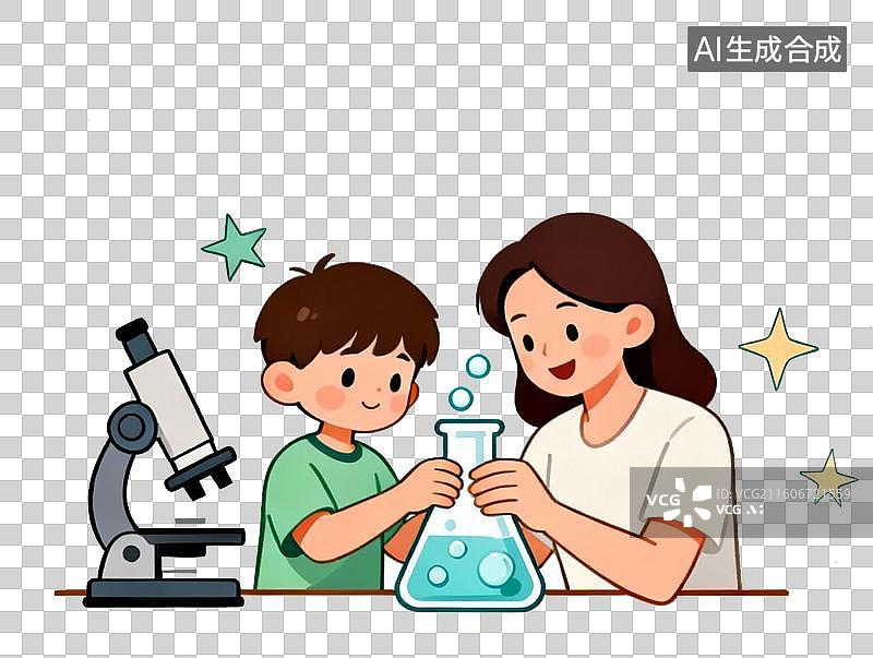 【AI数字艺术】卡通2D扁平描边插画教育主题学生探索科学自然天文学学习文具插画元素免抠图形图片素材