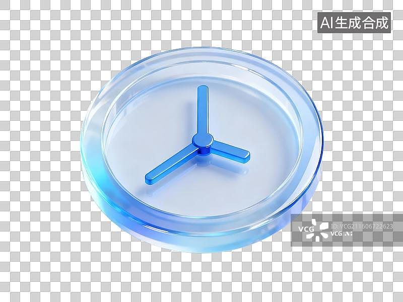 【AI数字艺术】透明蓝色圆形时钟图片素材