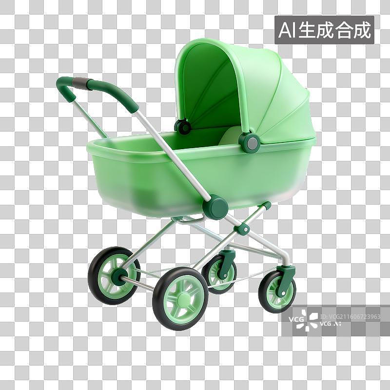 【AI数字艺术】绿色婴儿推车图片素材