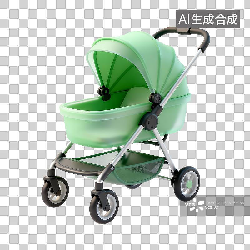 【AI数字艺术】绿色婴儿推车图片素材
