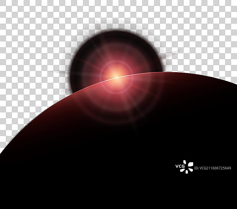 绿色的星星从行星上方升起图片素材