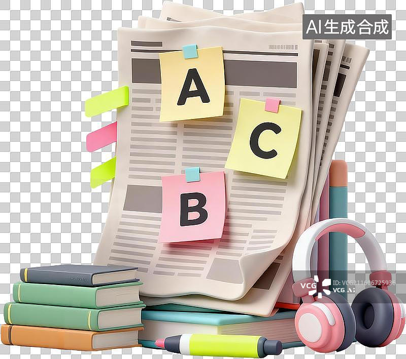 【AI数字艺术】开学季3D渲染卡通立体风格教育主题学习文具用品学科类别插画元素免抠图形图片素材