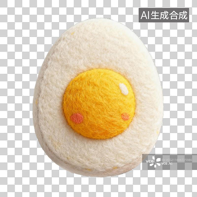 【AI数字艺术】3D羊毛毡风格美食零食小吃成品菜肴元素水煮蛋图片素材