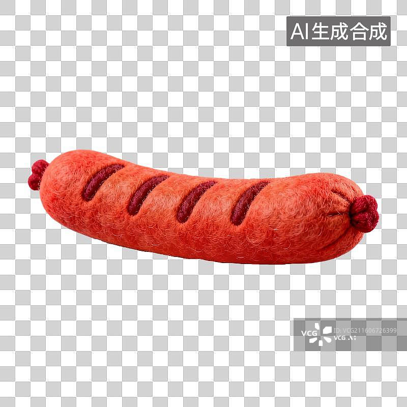 【AI数字艺术】3D羊毛毡风格美食零食小吃成品菜肴元素烤肠图片素材