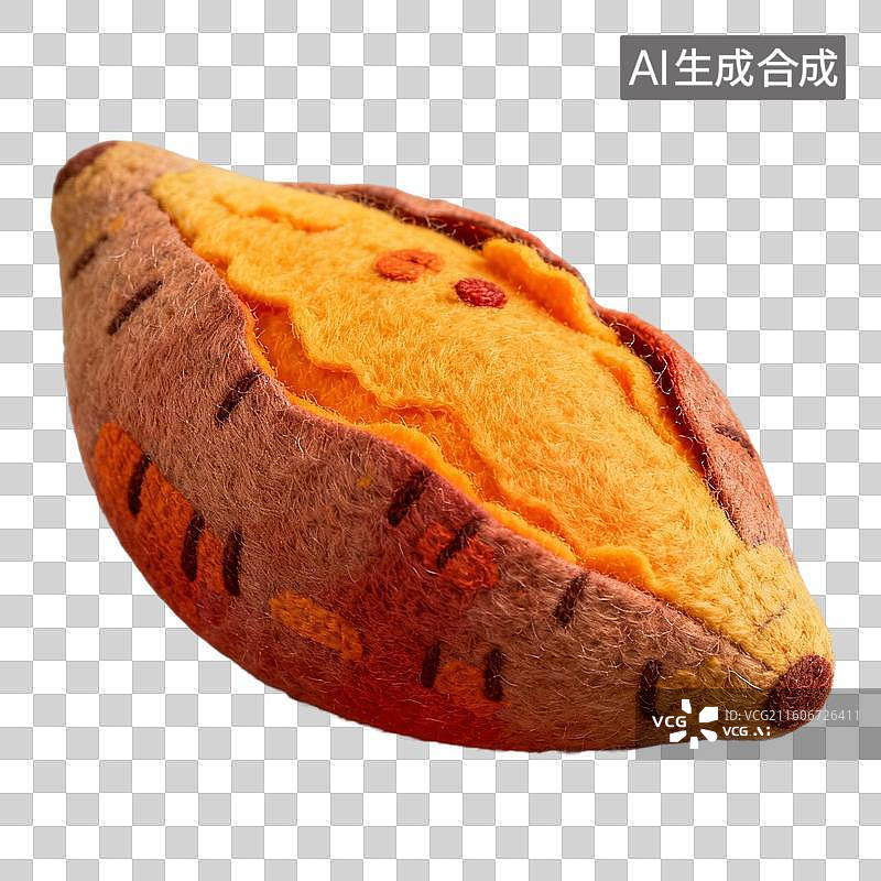 【AI数字艺术】3D羊毛毡风格美食零食小吃成品菜肴元素烤红薯图片素材