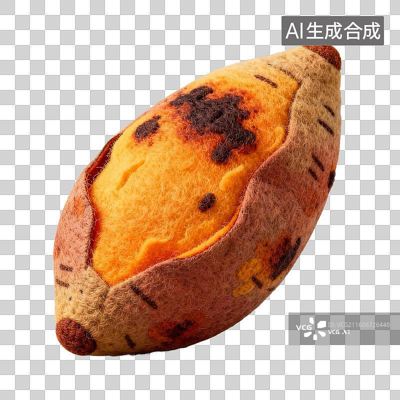 【AI数字艺术】3D羊毛毡风格美食零食小吃成品菜肴元素烤红薯图片素材