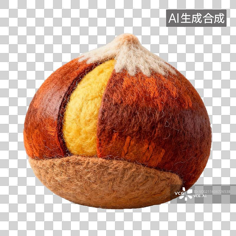 【AI数字艺术】3D羊毛毡风格美食零食小吃成品菜肴元素糖炒栗子图片素材