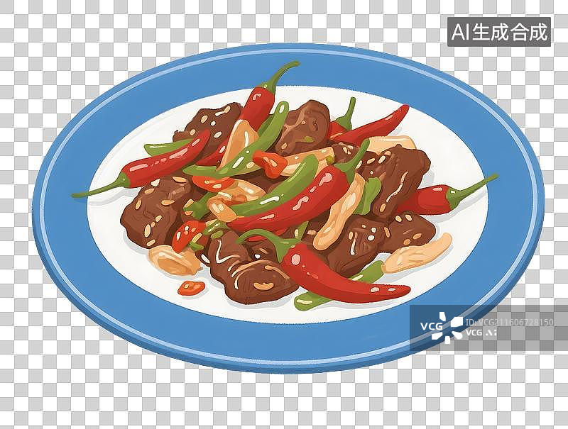【AI数字艺术】AIGC:家常菜，辣椒炒肉，湘菜，中国食品，美食，元素，免抠图形图片素材
