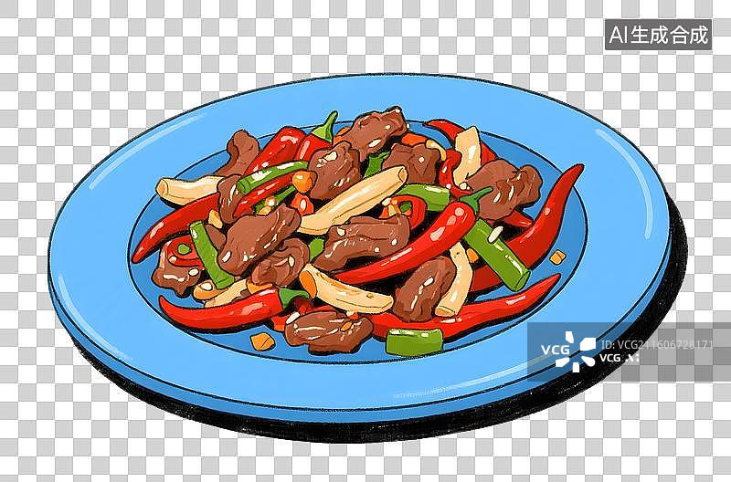 【AI数字艺术】AIGC:家常菜，辣椒炒肉，湘菜，中国食品，美食，元素，免抠图形图片素材