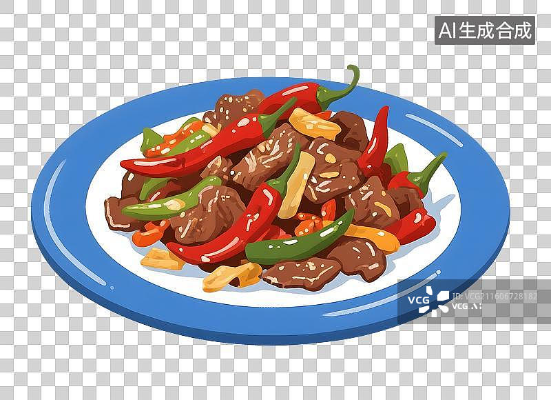 【AI数字艺术】AIGC:家常菜，辣椒炒肉，湘菜，中国食品，美食，元素，免抠图形图片素材
