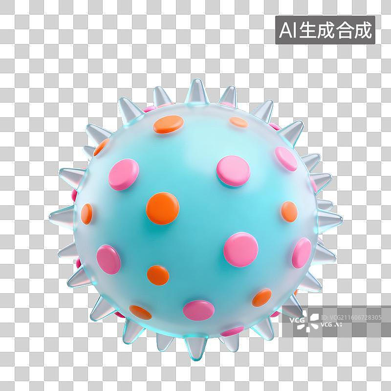 【AI数字艺术】3D磨砂玻璃材质教育主题化学课生物课病毒模型元素图片素材