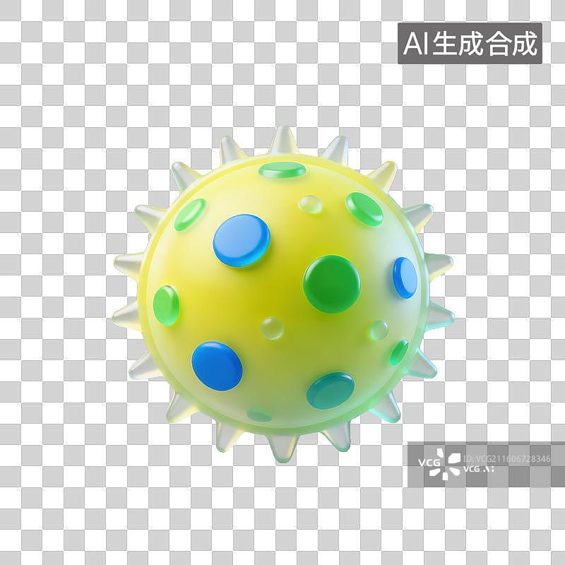 【AI数字艺术】3D磨砂玻璃材质教育主题化学课生物课病毒模型元素图片素材