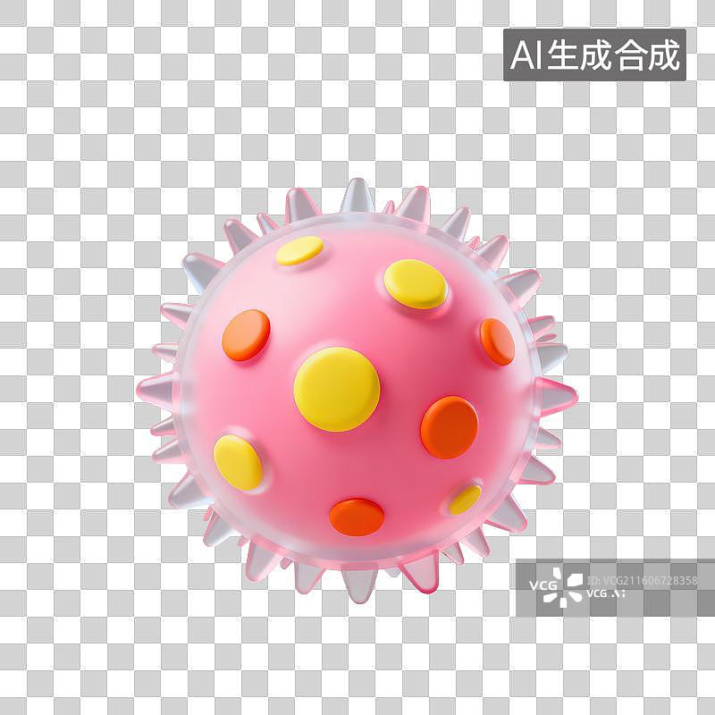 【AI数字艺术】3D磨砂玻璃材质教育主题化学课生物课病毒模型元素图片素材