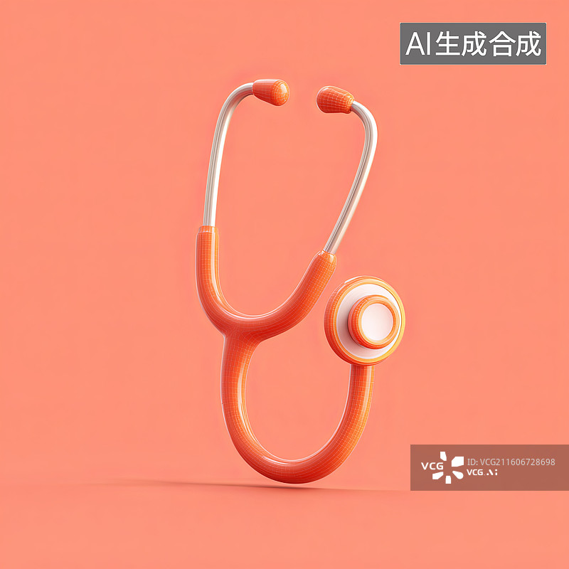 【AI数字艺术】橙色听诊器静置展示图片素材
