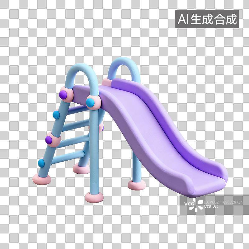 【AI数字艺术】3D粘土风格母婴亲子主题儿童玩具滑梯元素图片素材