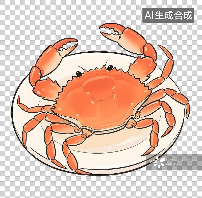 【AI数字艺术】AIGC:美食家常菜清蒸螃蟹，年夜饭。插图插画，元素，免抠图形图片素材