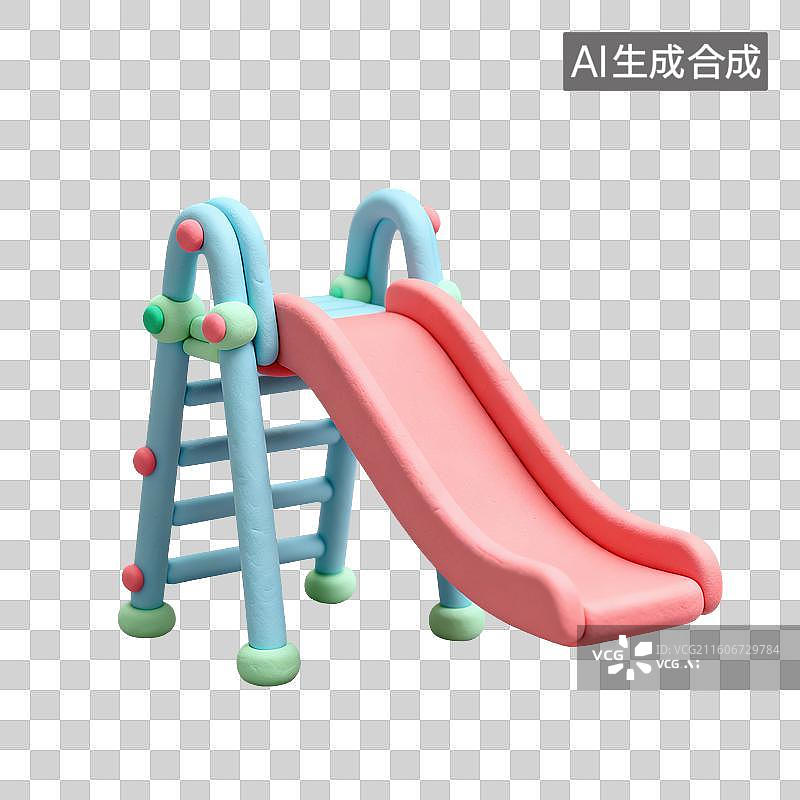 【AI数字艺术】3D粘土风格母婴亲子主题儿童玩具滑梯元素图片素材