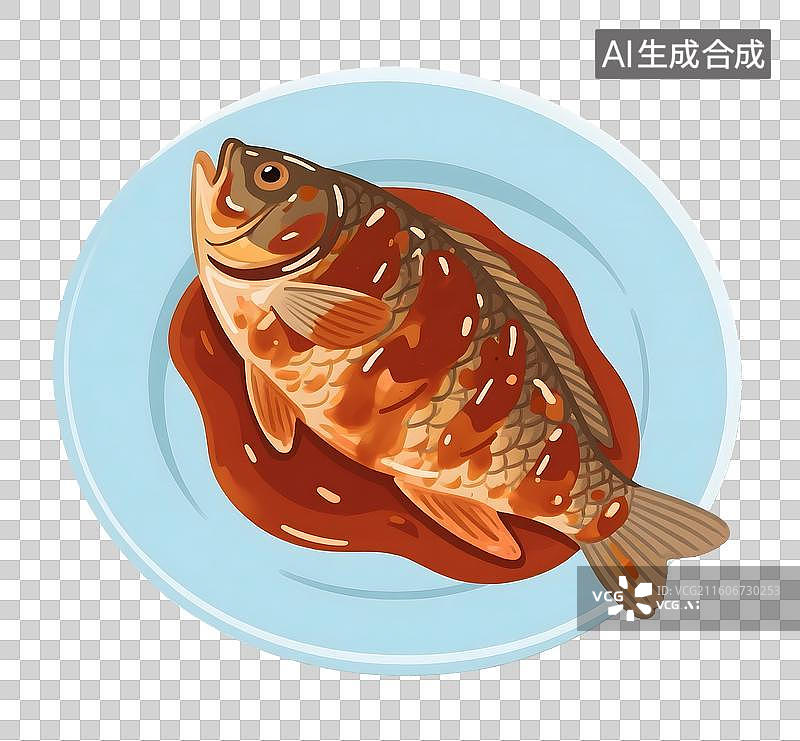 【AI数字艺术】AIGC:美食家常菜，红烧鱼，糖醋鱼，年夜饭，设计元素，免抠图形图片素材