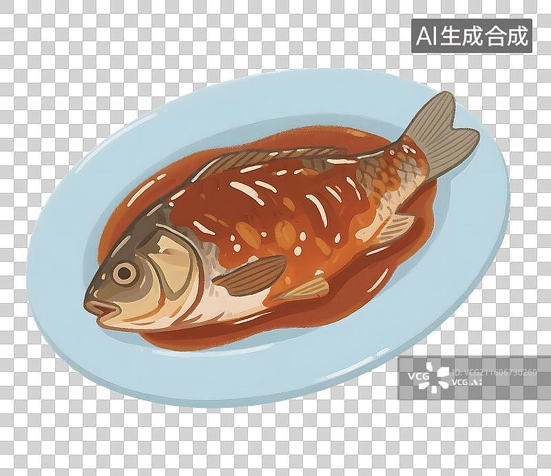 【AI数字艺术】AIGC:美食家常菜，红烧鱼，糖醋鱼，年夜饭，设计元素，免抠图形图片素材