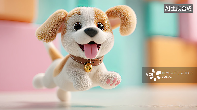 【AI数字艺术】卡通小狗欢快奔跑图片素材
