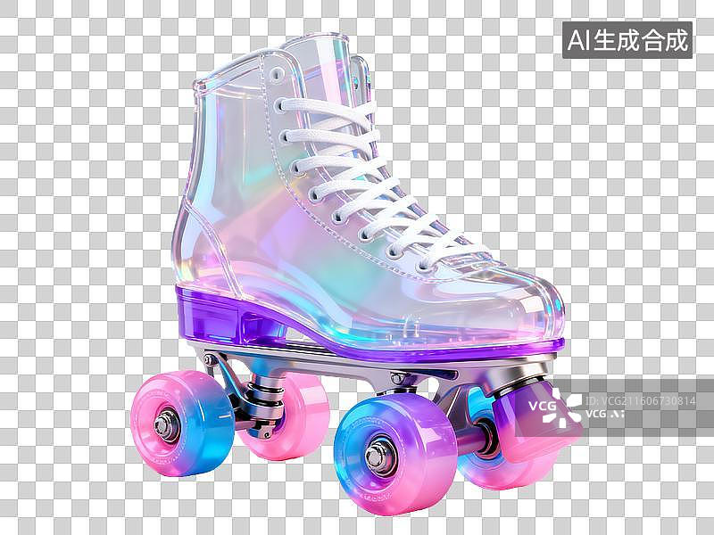 【AI数字艺术】体育运动 透明彩虹色轮滑鞋图片素材