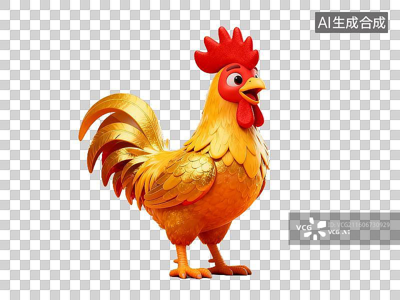 【AI数字艺术】十二生肖 金色公鸡卡通形象图片素材