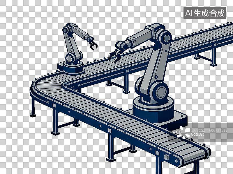 【AI数字艺术】工业自动化生产线机械臂科技 2.5D 免抠设计素材图片素材