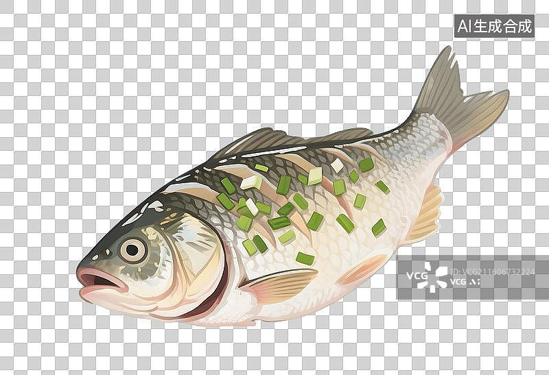 【AI数字艺术】AIGC:美食家常菜，清蒸鱼，年夜饭，插图插画，元素，免抠图形图片素材