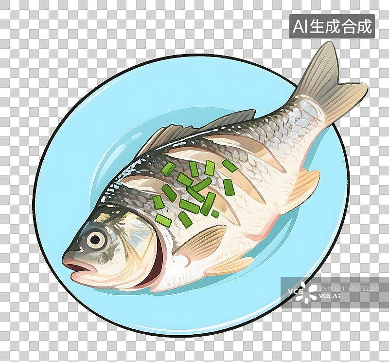 【AI数字艺术】AIGC:美食家常菜，清蒸鱼，年夜饭，插图插画，元素，免抠图形图片素材