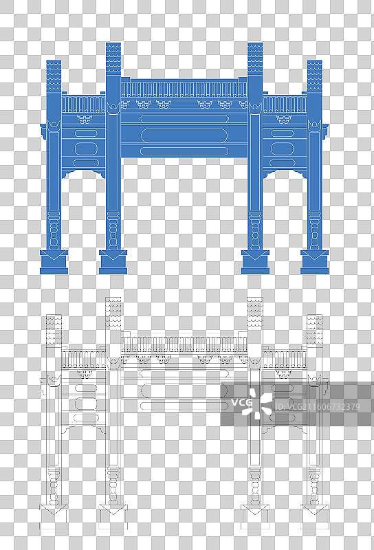 城市地标建筑剪影剪纸风格线条矢量插画—福建三明市 淘金山风景区图片素材