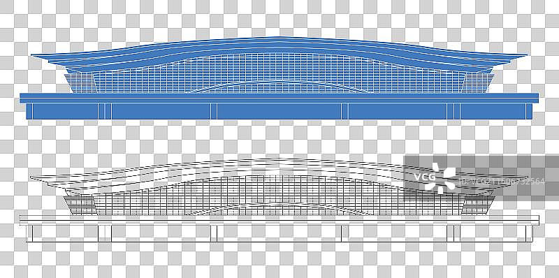 城市地标建筑剪影剪纸风格线条矢量插画—淮安东站图片素材