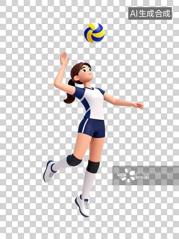 【AI数字艺术】女排球运动员发球瞬间图片素材