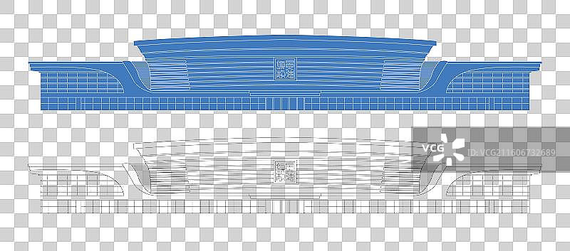 城市地标建筑剪影剪纸风格线条矢量插画—景德镇北站图片素材