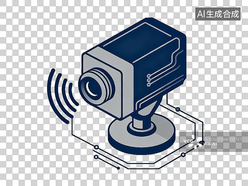 【AI数字艺术】摄像头传感器科技图标 2.5D 线条风格免抠设计素材图片素材