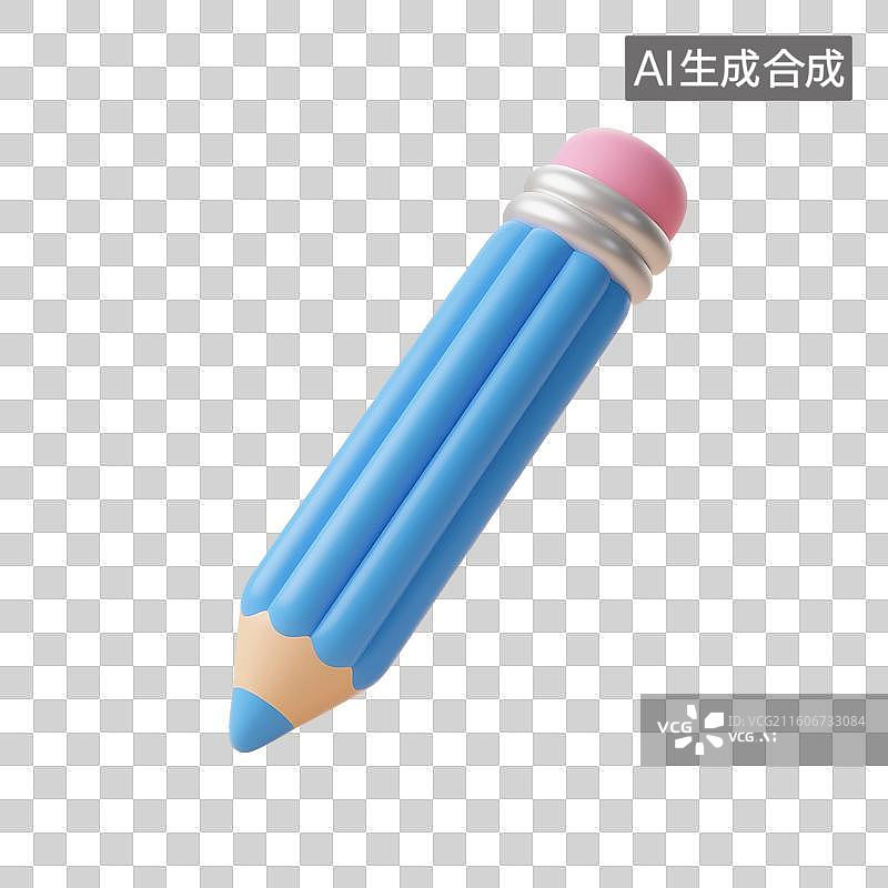 【AI数字艺术】3D渲染，充气膨胀风格，铅笔，画笔，文具，高考冲刺，考试，学习，复习，开学季，促销，免抠元素图片素材