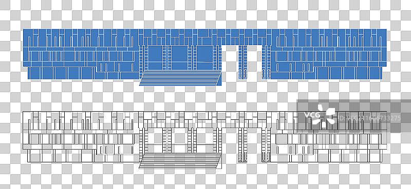 城市地标建筑剪影剪纸风格线条矢量插画—渭南 渭南市博物馆图片素材