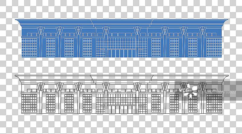 城市地标建筑剪影剪纸风格线条矢量插画—渭南北站图片素材