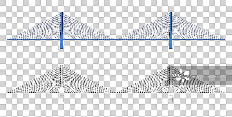 城市地标建筑剪影剪纸风格线条矢量插画—宜宾长江大桥图片素材